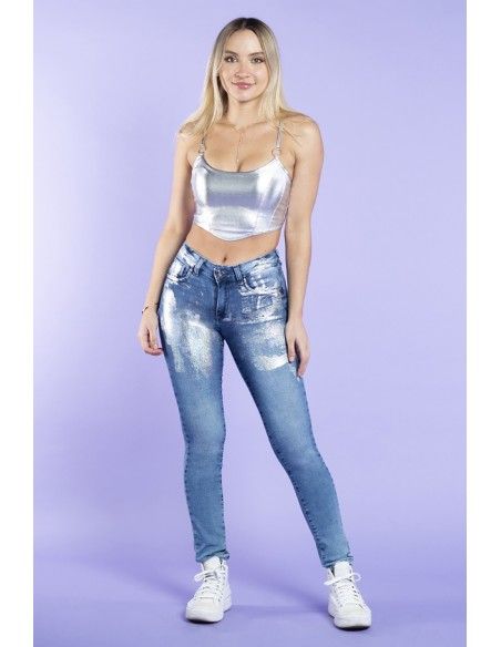 Jeans  Skinny  3356-01 Foil Plata