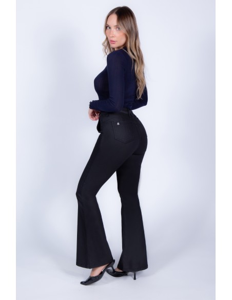 JEANS FLARE ECO CUERO 4337