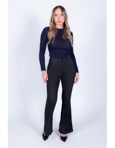 JEANS FLARE ECO CUERO 4337